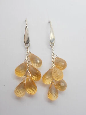 Orecchini Pendenti in Argento 925 con Topazi Gialli naturali - Pietre Preziose - Immagine 1 di 4