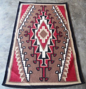 Southwest Style Area Rug Tribal Bohemian Wool 3x5 Red Brown rug Home Decor - Picture 1 of 2