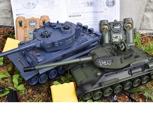 Large Interactive RC Twin Battle Tank Radio Remote Control Tank Tiger-I Vs T-34 - Picture 1 of 8