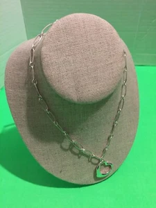 Women’s Necklace Sterling Silver 925 With A Heart Pendant 16”long - Picture 1 of 3