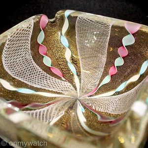 Cenicero ZANFIRICO De Colección MURANO AVEM ArT GLaSs Italia ORO PESADO 41/2+ lbs/8" diag. - Imagen 1 de 12