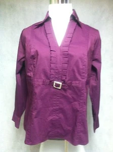 Nueva blusa para mujer Worthington borgoña manga larga con volantes delanteros talla 1x - Imagen 1 de 5