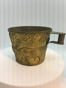 Antique Embossed Gilt Valphio Brass Handled Cup Mug aft.Ancient Scythian 5.25" - Picture 1 of 7