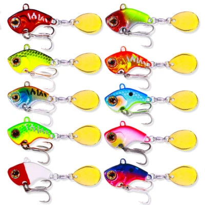 10PCS Lot 3D Eyes Fishing Metal Bait Crankbait Lure Bass Sinking VIB Sea Spoon - Image 1 of 4