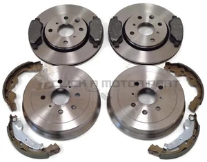 FRONT 2 BRAKE DISCS AND PADS SET + REAR 2 BRAKE DRUMS & SHOES FOR TOYOTA AYGO - Picture 1 of 1