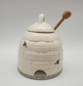 Pfaltzgraff Naturewood Bumble Bee Beehive Shaped Honey Jam Pot Sugar Bowl w/ Lid - Picture 1 of 11