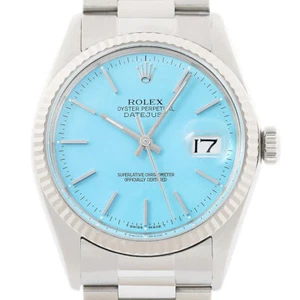 Rolex Herren Datejust 16014 18K Weißgold Stahl Aqua Blau Zifferblatt Oyster Uhr - Bild 1 von 7