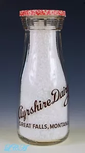 Media pinta GREAT FALLS MONTANA botella de leche pirográfica AYRSHIRE LÁCTEOS con TAPA correcta - Imagen 1 de 4