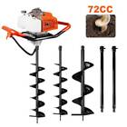 62/72CC Post Hole Digger Gas Powered Earth Auger Borer Fence Ground Drill+3 Bit.