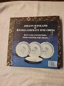 Sottobicchieri Johann Haviland Baviera Germania Fine Cina motivo ghirlanda blu - Foto 1 di 2