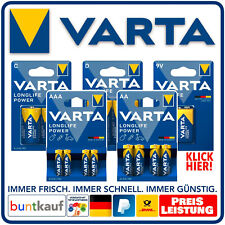 Varta Long Life Power AAA AA 9V E - Block D Mono C Baby Alkaline Batterien