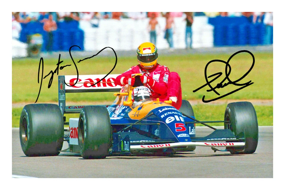Ayrton Senna & Nigel Mansell Signed A4 Photo Print Autograph Formula 1 - Image 1 of 1