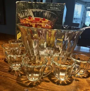 Vintage Indiana Glas Elegance Bowle Set mit 6 Bowlebechern & Schöpfkelle OVP - Bild 1 von 11