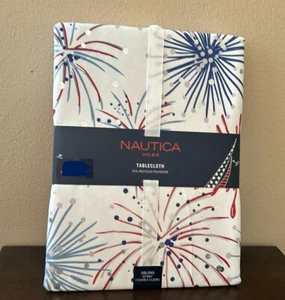 Nautica Tablecloth Americana Red White Blue 4th of July 60”x 120” Fireworks - Picture 1 of 3