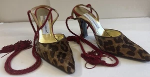 Dolce & Gabbana Leopard Velvet Closed Toe Pumps Size 37.5 Needs Heels Ankle Wrap - Picture 1 of 12
