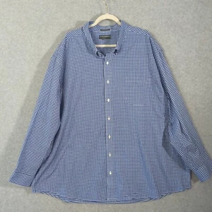 Saddlebred Big & Tall Button Down Shirt Mens 4X Blue Gingham Check Preppy - Picture 1 of 6