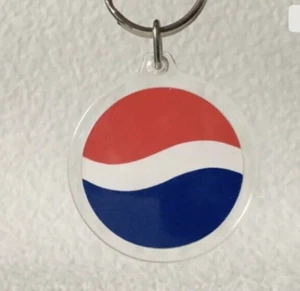 Vintage Keychain PEPSI COLA LOGO Key Ring Acrylic Soda Pop 2~Sided Graphics - Picture 1 of 4