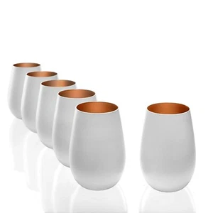 Stölzle Wasserglas Gläser Saftglas Becher 465ml, 6er Set weiß matt/bronze  - Bild 1 von 4