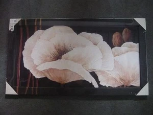 1x Wandbild Bild mit Rahmen Blumen Blaetter Blueten ca. 60 x 110 cm Angebot - Picture 1 of 1
