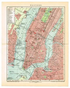 NEW  YORK CITY 1910 DATED !  Brooklyn Manhattan plan  Original Map NY STATE USA - Picture 1 of 13