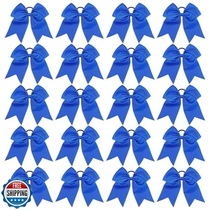 20 PCS 8 Inch Cheer Hair Bows Large Cheerleading Big Hair Bows with Ponytail - Picture 1 of 5