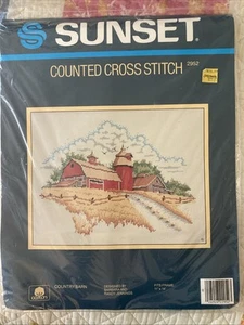 Kit sigillato 11"x14" vintage 1985 punto croce contato country barn 2952 - Foto 1 di 2