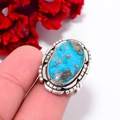 Persian Turquoise - Neyshaboor Handmade 925 Sterling Silver Ring S.7 R102624 - Image 1 of 4