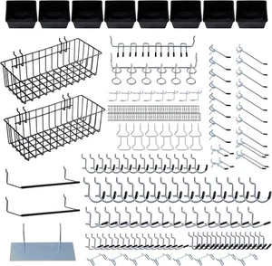 246PCS Pegboard Accessories Organizer Kit Includes Hooks Bins Baskets Paper - Picture 1 of 8