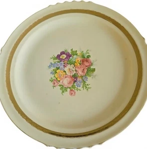 French Saxon China Co Dinner Plate VINTAGE 22K Gold Trim Union Made In USA - Picture 1 of 9