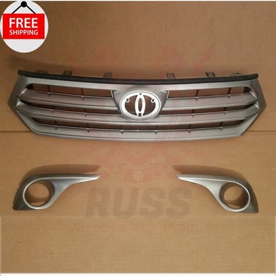 New Front Bumper Grille with Fog Light Lamp Bezel 3PC Fits 2011-2013 Highlander Foto 1 de 4