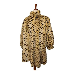 Style VI Ltd Kunstfell Leopardenmuster Swing Mantel Vintage Animal Print - Bild 1 von 16