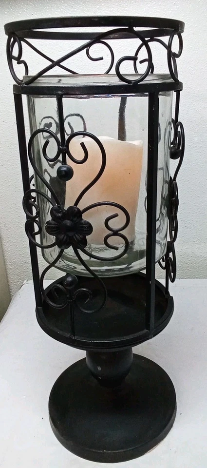 Soporte de linterna decorativa de metal con inserto de vidrio de alta resistencia S Foto 1 de 4