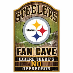PITTSBURGH STEELERS FAN CAVE HARDBOARD WOOD SIGN 11"X17" NFL LICENSED USA SELLER - Picture 1 of 1