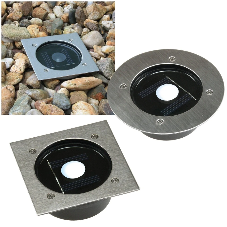Solar LED Boden-Einbau-Strahler Edelstahl Blende Garten-Leuchte für Beet Weg Hof - Bild 1 von 1