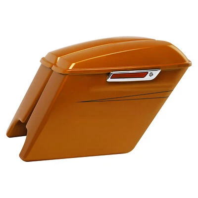 5" Stretched Saddlebags Fit For Harley Road Street Glide 2014-2024 Amber Whiskey - Image 1 of 4