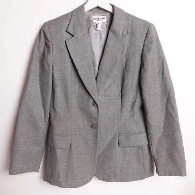 Vintage Pendleton Womens Gray Wool Blazer Jacket Size 10 Medium Button Made USA - Image 1 of 4