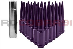 Powder Coated Purple 4.5" Tall Spike Lug Nuts M14x1.5 for 2003-2016 F-250 F-350 - Picture 1 of 9