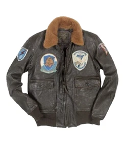 USA Vintage Goatskin G-1 Jacket with Patches - Classic Aviator Style - Picture 1 of 6