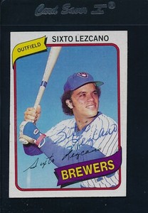 1980 Topps #215 Sixto Lezcano Brewers Signed Auto *32519