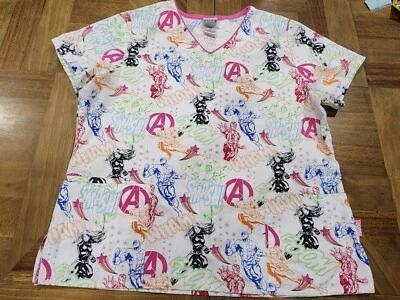 Blusa esfoliante feminina Marvel Avengers enfermeira tamanho grande branca manga curta  - Imagem 1 de 4