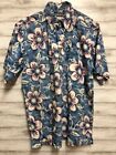 Reyn Spooner Casual Button-Down Floral Aloha Shirt Men Size S Blue Cotton Hawaii