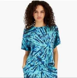 NWT JENNI Super Soft French Terry Pajama T-Shirt Ocean Aqua Size XSmall - Picture 1 of 8
