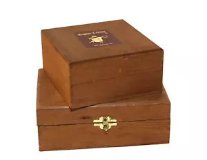 Vintage englisches Leder nach der Rasur Schwalbenschwanz Holz leere Boxen - Bild 1 von 8