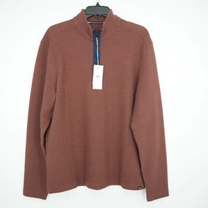 Southern Tide 1/4 Zip Sweater M Brown Navy Solid Textured NWT $128 - Picture 1 of 12