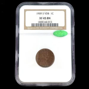 1909 S San Francisco 1C Bronze NGC CAC XF45 BN Key Date VDB Lincoln Wheat Penny - Picture 1 of 11