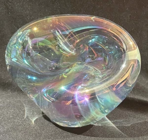 EICKHOLT Abstract Iridescent Twisted Decor Art Glass Paperweight Signed WMTA - Picture 1 of 9