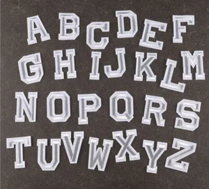 Silver A-Z Alphabet Letter Patches Embroidered Iron On Patch Diy Crafts - Picture 1 of 3
