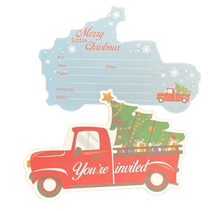 Red Truck Christmas Party Invitations 15 Pack With 15 Envelopes - Picture 1 of 5