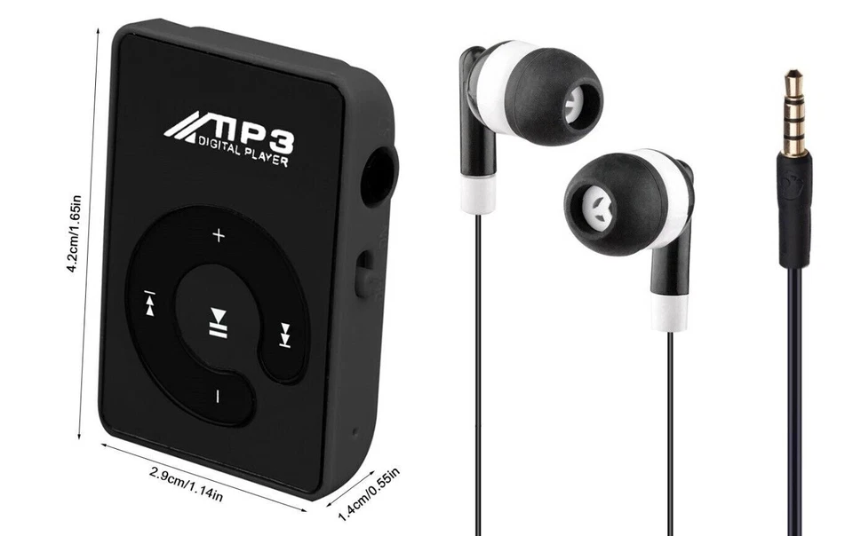 Portable Digital MP3 Player Micro SD Clip USB Music Player with Earphones Bundle - Image 1 of 1