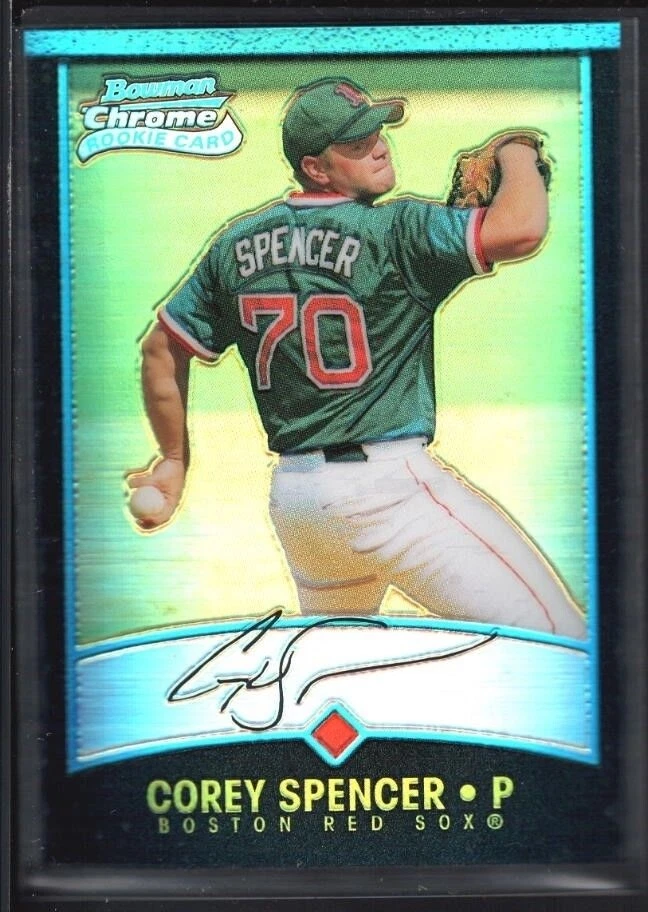 COREY SPENCER 2001 BOWMAN CHROME #158 RC ROOKIE REFRACTOR RED SOX SP - Image 1 of 1